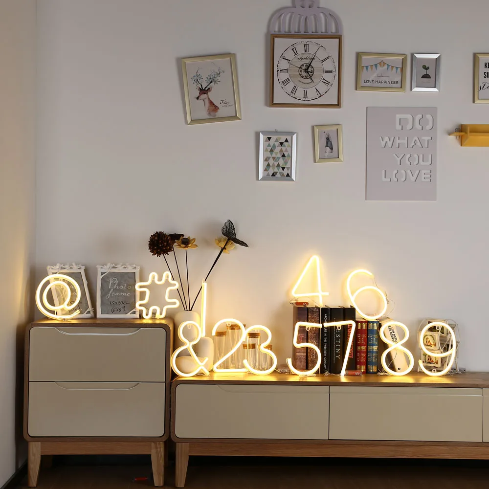 Светодиодный неоновый светильник с номером, светильник с питанием от батареек АА для дома, вечерние украшения, креативный подарок, новая лампа для детей