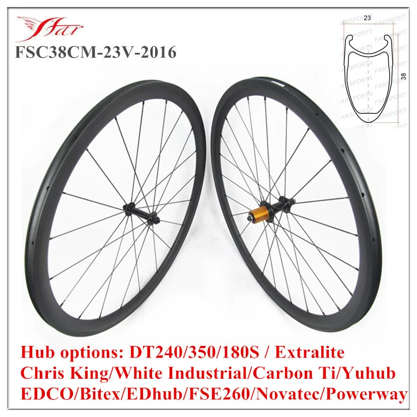 

FSC38CM-23V-2016 Ultralight 38Cx23mm carbon wheels Farsports road clincher wheelset V aero shape 700C bicycle wheel 20/24H rims