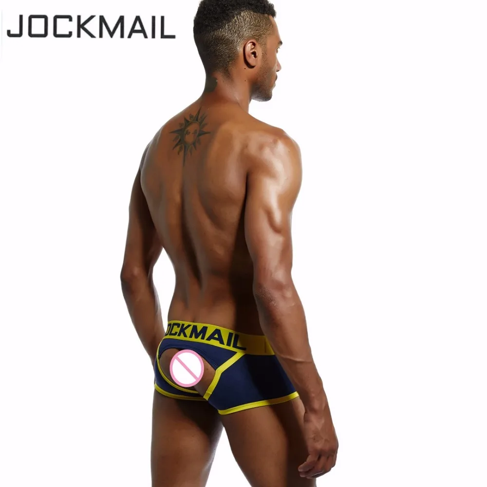 

JOCKMAIL Brand Men Underwear Boxer open back Sexy Men Jockstraps Cotton Men boxer Backless Buttocks cuecas Gay Underwear Jocks