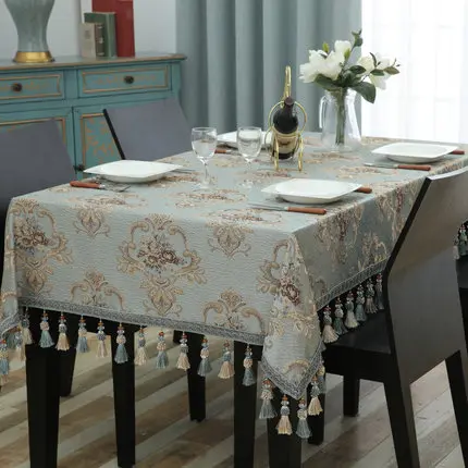 Luxury European style table cloth with Hanging ear Tablecloth for home kitchen accessories ramadan decoration table cloth