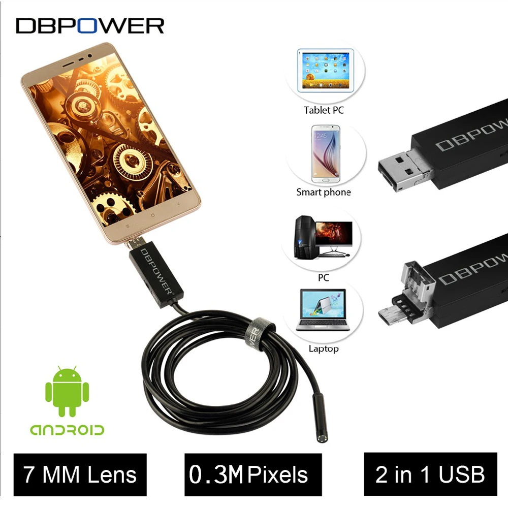 2 в 1 Эндоскоп Android и ПК USB Инспекции Камеры 7/8 ММ 20. MP 720 P HD Бороскоп Видео Камера 6