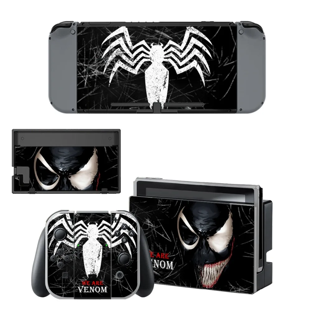 

Venom Spiderman Decal Vinyl Skin Sticker for Nintendo Switch NS Console + Controller + Stand Holder Protective Film