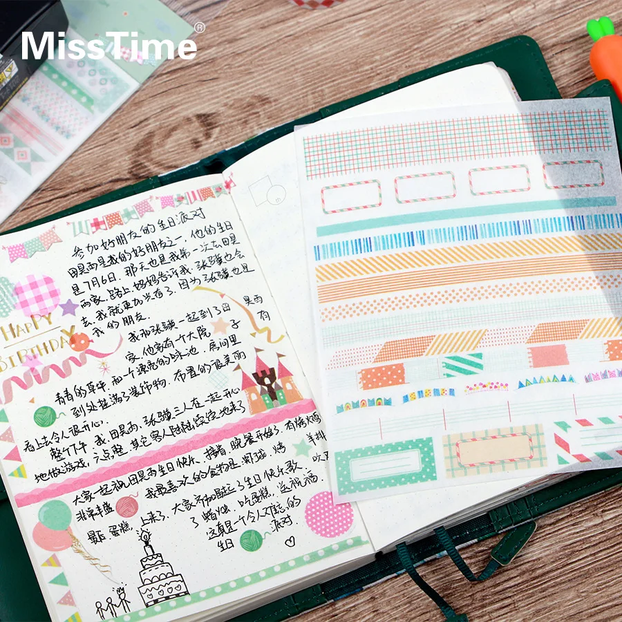 6 sheets/pack Basic Series Patterns Adhesive Stickers DIY Decoration Stationery Escolar Papelari | Канцтовары для офиса и дома