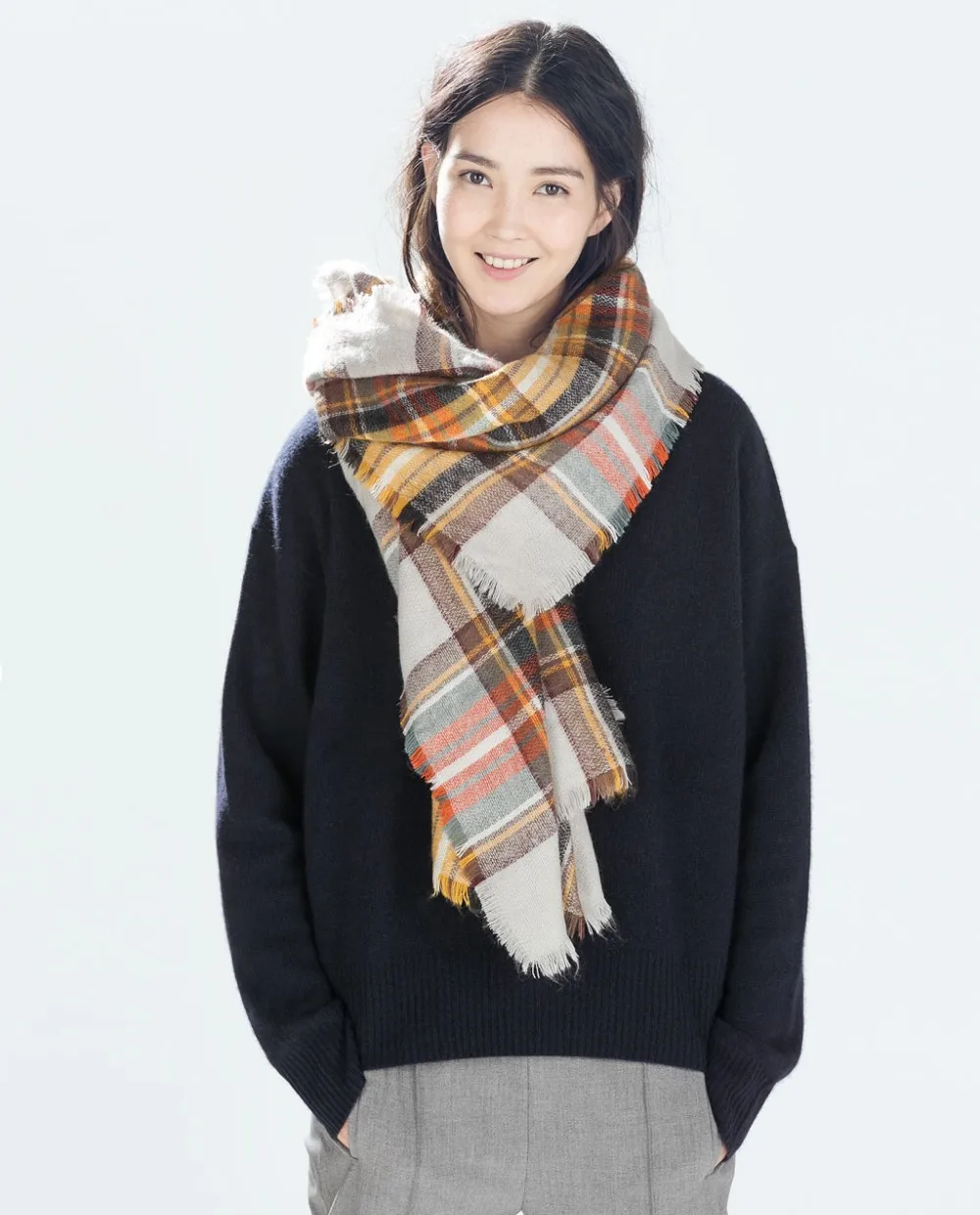Clearance sales 2015 Winter Women Scarves Large font b Tartan b font Scarf Pashmina Warp Shaw