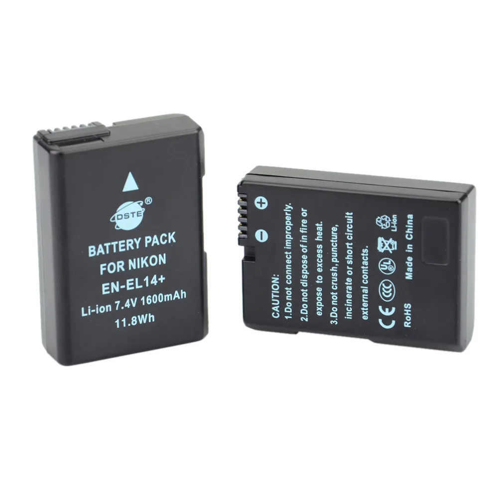 DSTE 2PCS EN EL14 Rechargeable Battery for Nikon D3100 D3200 D5100 D5200 P7000 P7100 P7200 P7700