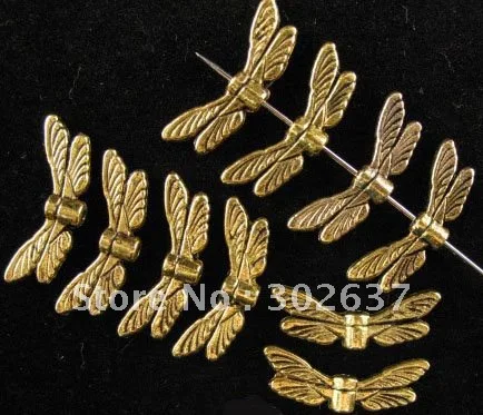 

400pcs Antiqued gold metal dragonfly wing spacer beads A910G