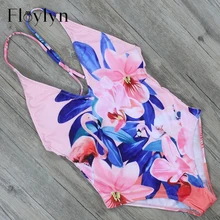 Floylyn сексуальный глубокий V Цельный купальник цветочный принт повязка летний купальный костюм