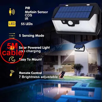

55 LED 900lm Solar Light remote control radar smart 270 1PC 6 30 Outdoor Sol torch camp