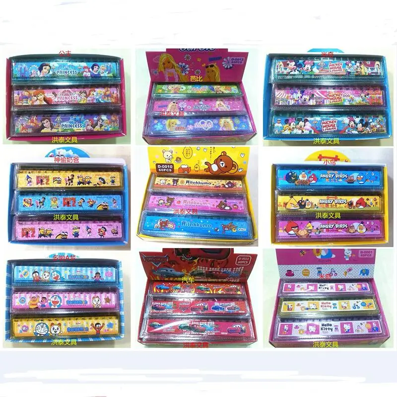 

6pcs Korean stationery cartoon ruler wholesale 15CM variety of cute cartoon ruler plastic ruler sub 15 cm
