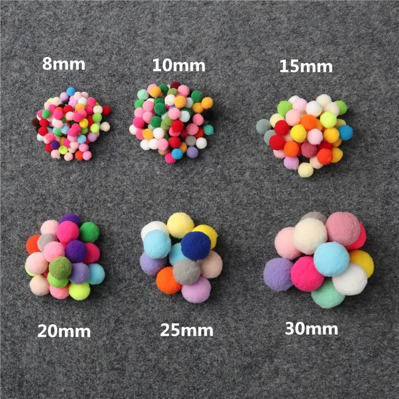 Mix Pompom 8mm 10mm 15mm 20mm 25mm 30mm Soft Pompones Fluffy Plush Crafts DIY Pom Poms Ball Furball Home Decor Sewing Supplies