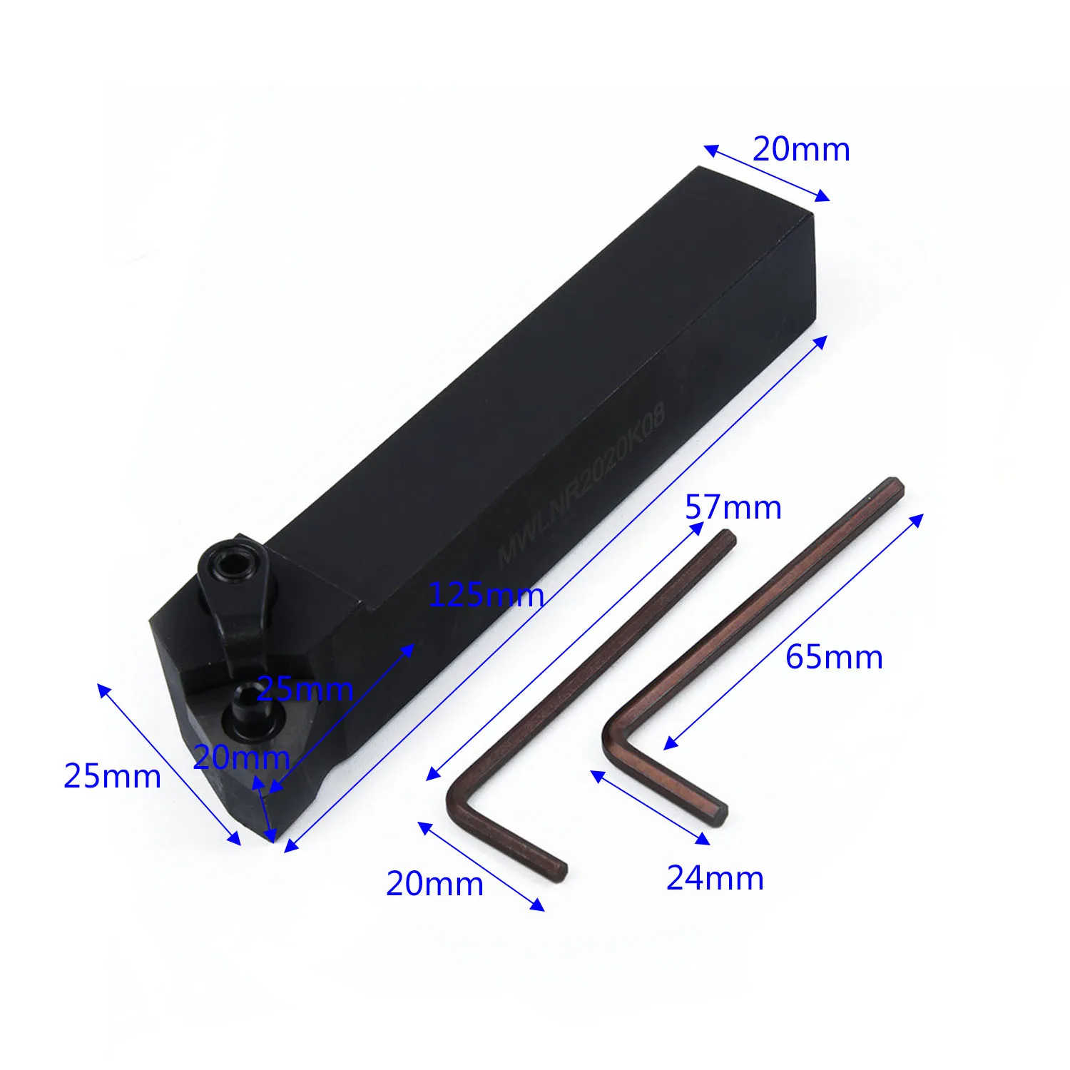 

Blade Lathe Kit Turning Wrench +10 WNMG0804 Carbide Inserts Set 20mm Holder MWLNR2020K08 High Quality