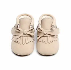 2019 рождественские из искусственной кожи детская обувь для маленьких девочек и мальчиков теплая зимняя обувь однотонная Бабочка-узел