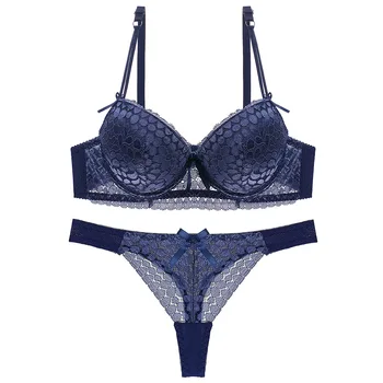 

Bra Set Japanese Underwear Set Women Large Size Sexy Breathable Lace Underwear Solid Push Up Sexy Lingerie Bra and Panty Set