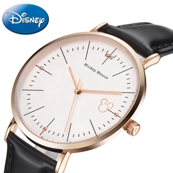 

Men Ultrathin Genuine Leather Band Quartz Round Waterproof Original Disney Watch Men's Fashion Watches Teen Clock Luxury Time