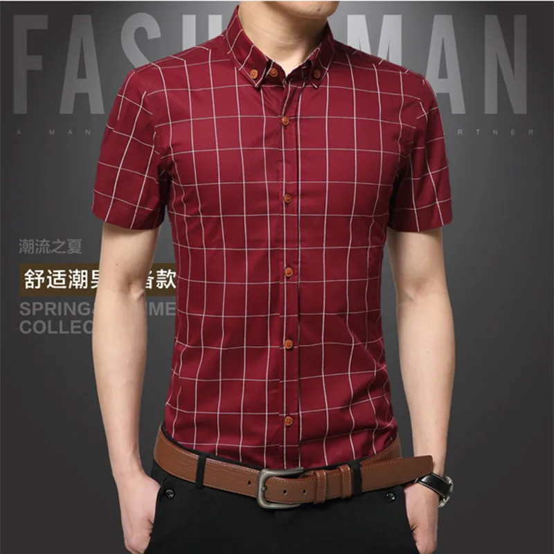 Plaid Mens Shirts Slim Cotton 2017 Hot Sale Mens Dress