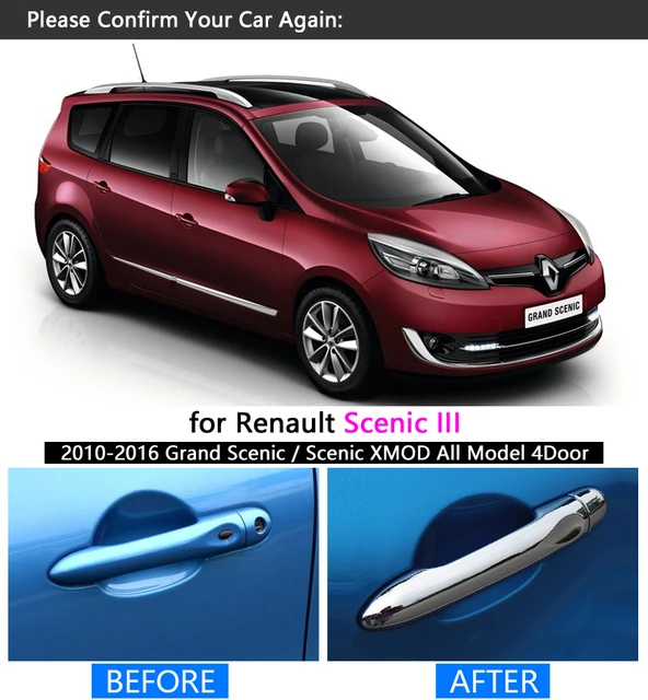 for Renault Scenic III 2010 - 2016 Chrome Handle Cover Trim Grand