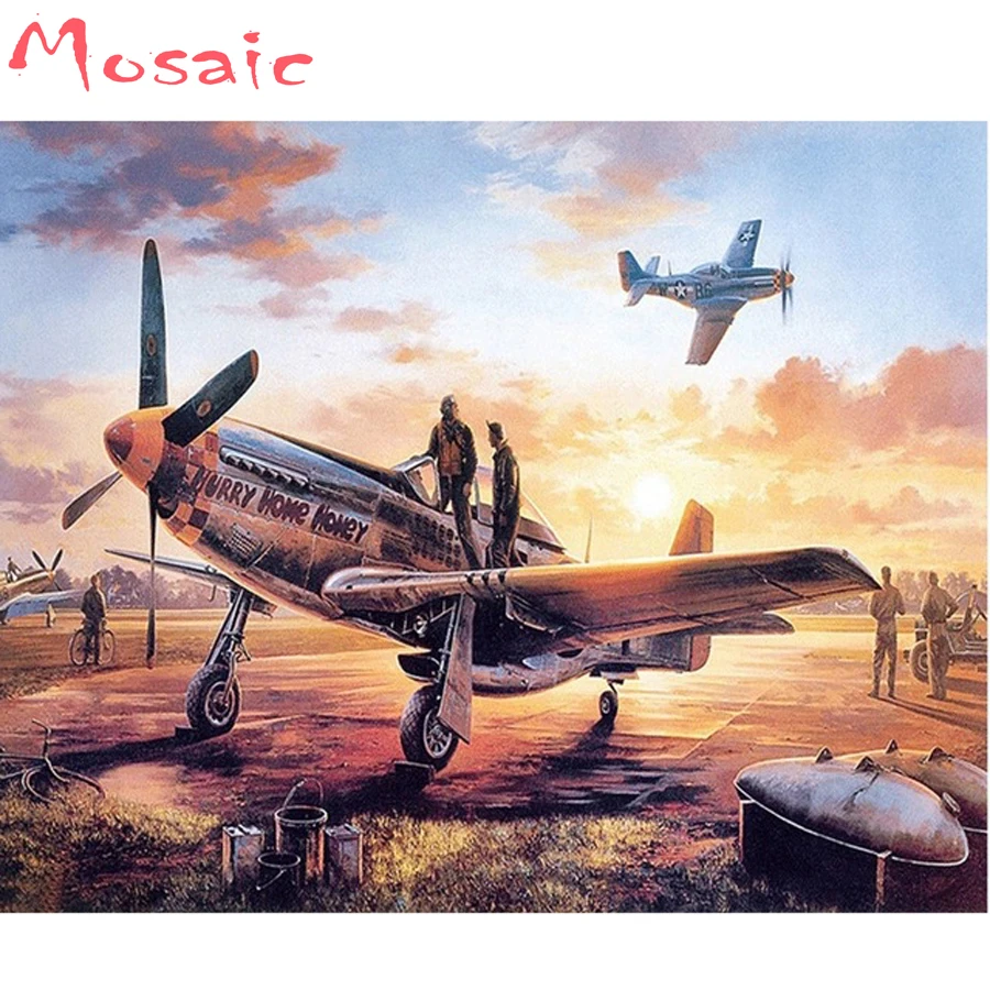 

free shipping,DIY Diamond Embroidery"airplane"Full 5d Diamond Painting Mosaic Cross Stitch Kit Square Rhinestone Home Decor,