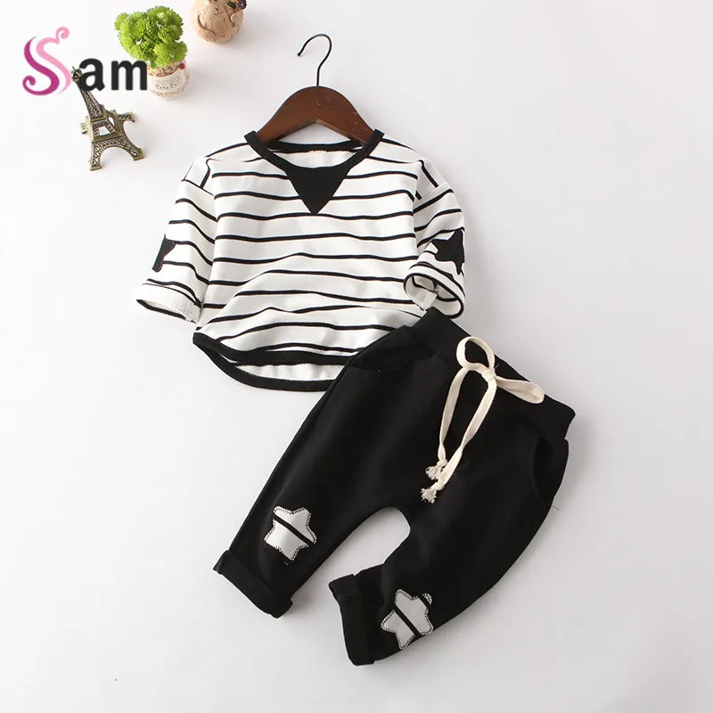 Infant clothes children spring baby boys clothing sets striped toddler 2pcs star clothes sets boys spring