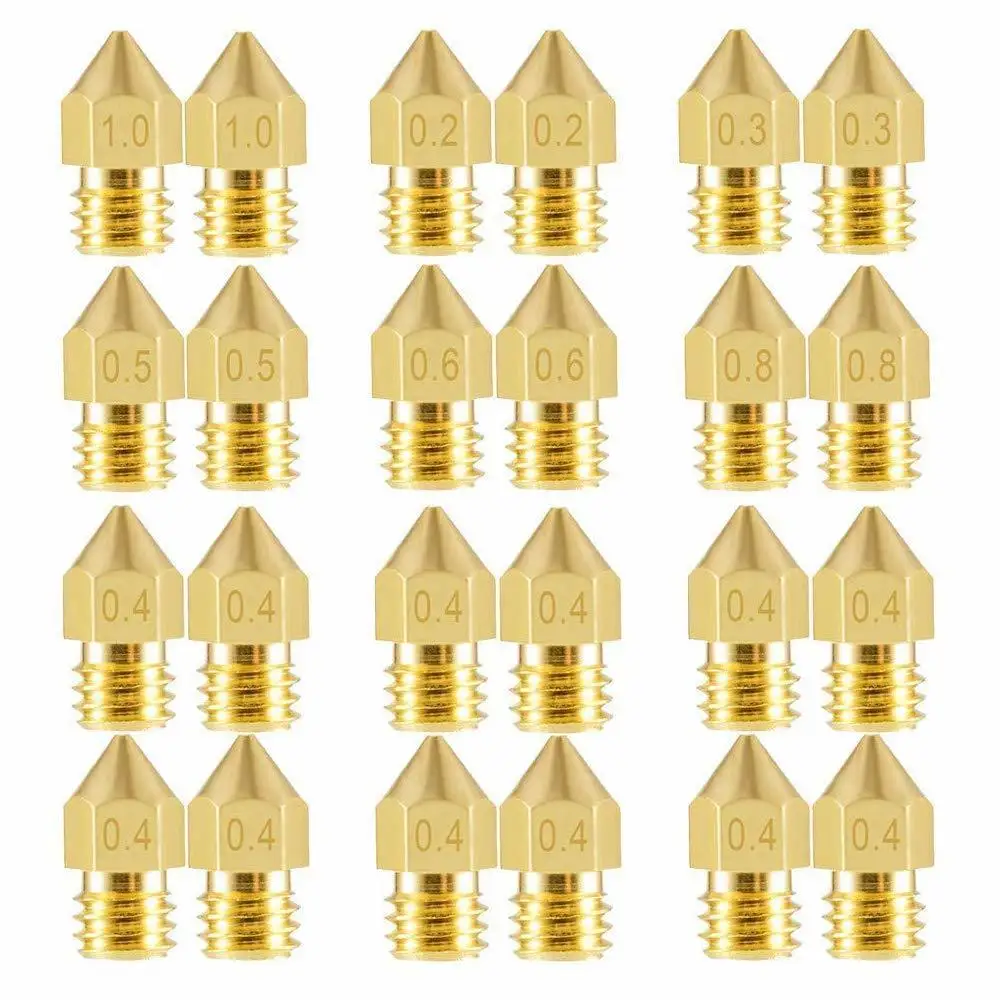 

22pcs 3d Nozzle Kit 0.2mm 0.3mm 0.4mm 0.5mm 0.6mm 0.8mm 1.0mm Compatible With Mk8 Makerbot Creality Cr-10 M6 Thread 3d Printer