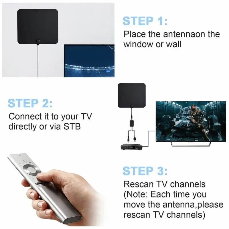 200 миля диапазонная антенна ТВ цифровой HD Skywire 4 K Antena цифровой Внутренний, HDTV 1080 p