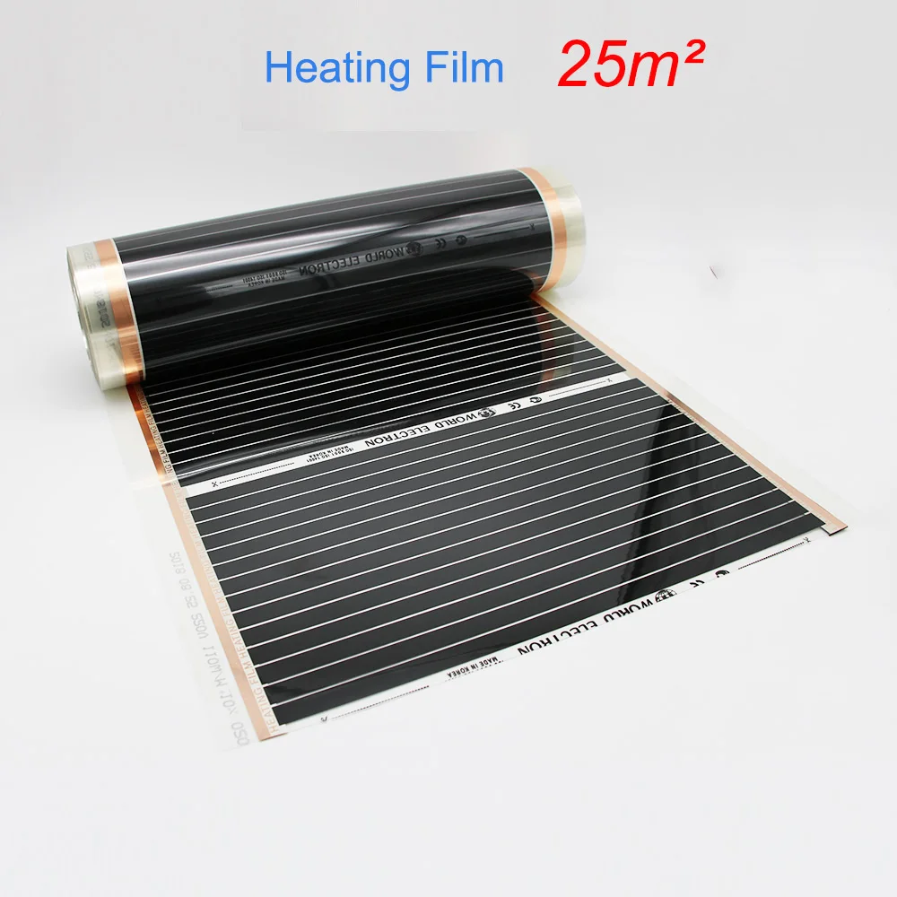 25M2 220 W/M2 электрическая инфракрасная напольная углеродная нагревательная пленка