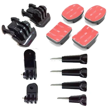 

F05744-A Three-Way Pivot Active Arm + Buckle Tripod Mount + Flat & Curved 3M Adhesive for Gopro Hero 2 3 3 Plus 4 +FS