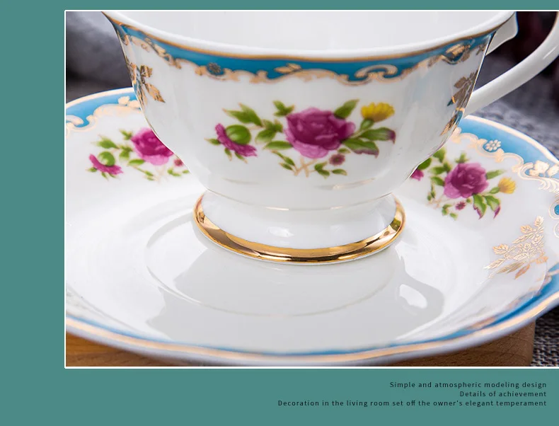 Fine Bone China Coffee Cup Sets White Rose Ceramic Tea Cups And Saucers British Office Teacup Royal Porcelain Nice Gift