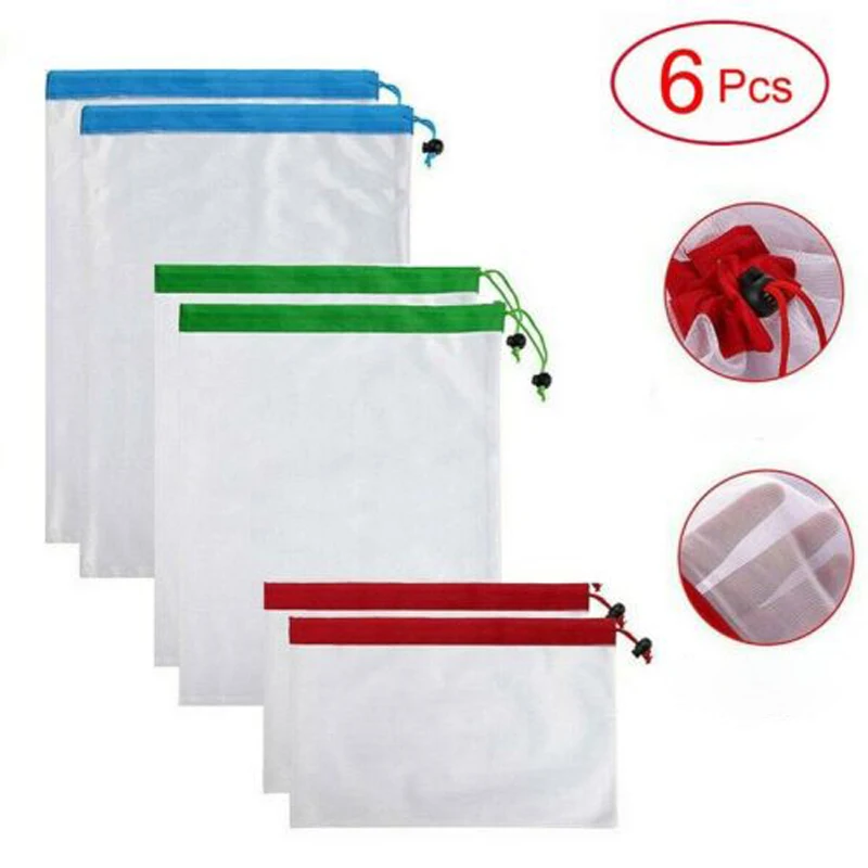 

Reusable Mesh Produce Bags Grocery Fruit Vegetable Storage Environment Friendly