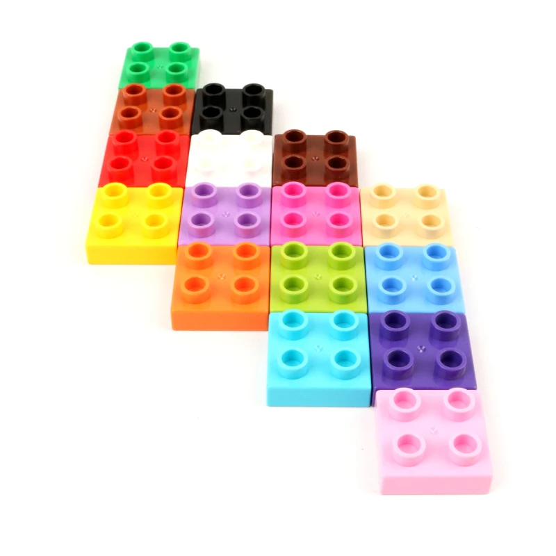 Diy 6 шт./лот 2X2dots Duploe тонкие кирпичи крупные частицы строительные блоки аксессуар