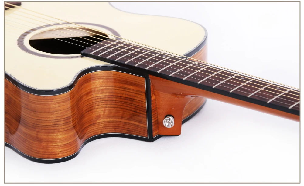 Гитарные акустические электрогитары из стали 40 дюймов A-Body Guitarra 6 струн поп-фолк Cutaway High-gloss Pickup Walnut