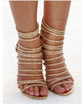 Crystal Straps Gold High Heel Sandals That Ankh Life Womens Shoes