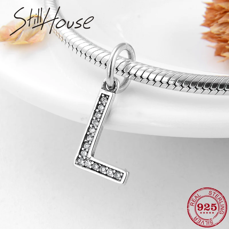 

Authentic 925 Sterling Silver Alphabet Letter L Crystal Charm Bead Fit Original Pandora Bracelet Necklace Jewelry Making