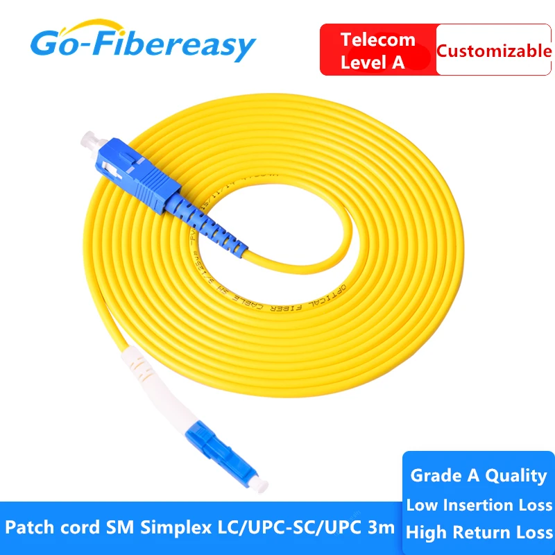 

10pcs fibra optica ftth patch cord LC/UPC-SC/UPC Single mode Simplex Fiber PVC Cable 3.0mm 3Meters fiber patch cord jumper