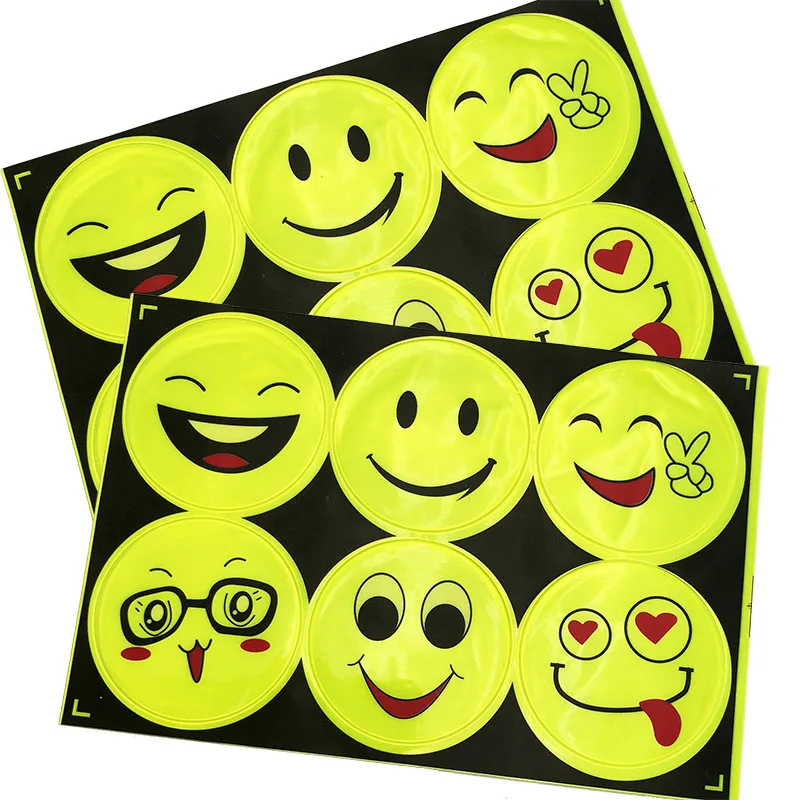 

1 Lot/6pcs Bicycle Reflector Fluorescent MTB Road Bike Glue Reflective Sticker Smiling Face Paste Multi-purpose Reflective Patch
