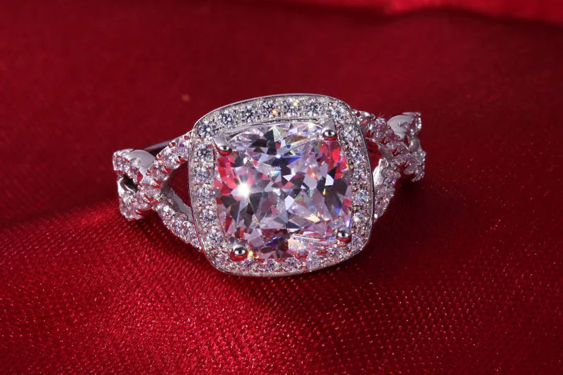 Genuine Sterling Silver Ring Cushion Cut 3ct Synthetic Diamonds Genuine Sterling Silver Ring Cushion Cut 3ct Synthetic Diamonds Wedding Lasting Shine Engagement Jewelry For Lady In Rings From Accessories
