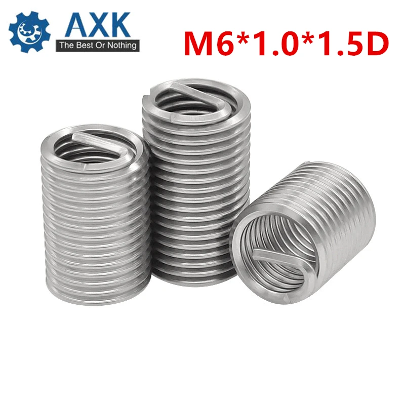 

100pcs M6*1.0*1.5D Wire Thread Insert Stainless Steel 304 Wire Screw Sleeve, M6 Screw Bushing Helicoil Wire Thread Repair Insert