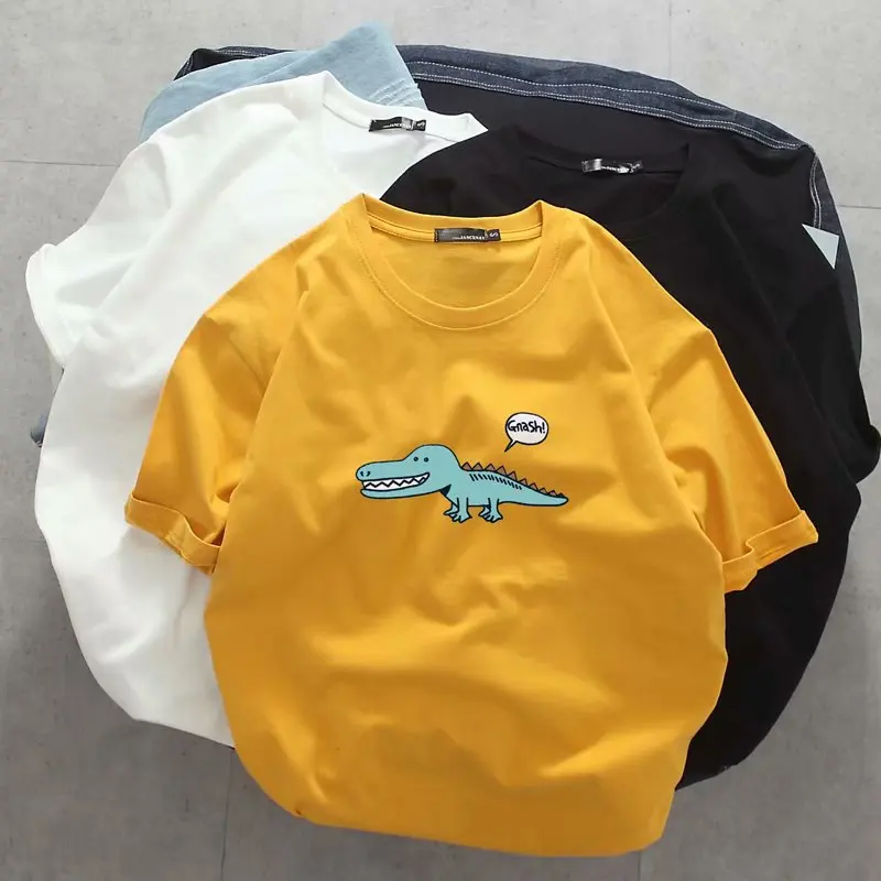

Summer New Mens Totton Short Sleeve Dinosaur Cartoon Tshirt Gyms Fitness Man Casual Fashion Slim O-Neck Tees Tops clothing