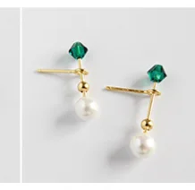 Набор ювелирных изделий из настоящего 925 пробы, серебряные серьги-капли с жемчугом, кольца, ожерелья, браслеты, набор ювелирных изделий с кристаллами для женщин, подарки - Цвет камня: Earrings