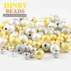 JHNBY – perles métalliques argentées et dorées, 100 pièces, 4/6/8/10MM, perles rondes en cuivre, pour la fabrication de bijoux, bracelets, boucles d'oreilles, DIY ► Photo 3/6