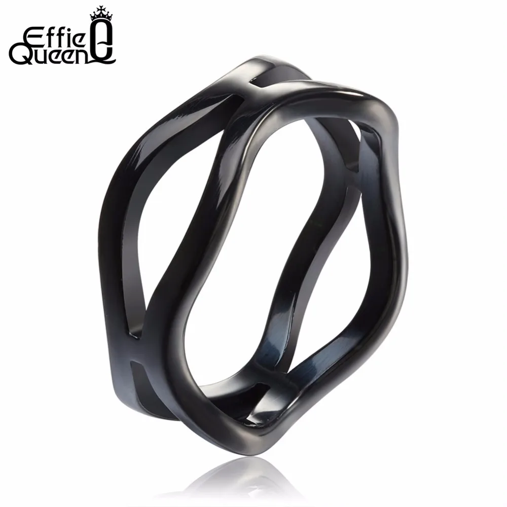 

Effie Queen Twisted Design Stainless Steel 3 Colors Finger Rings Men Women Fancy Accessories Jewelry IR25