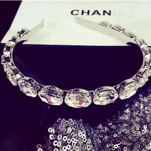 Роскошная Серебряная прозрачная овальная Хрустальная лента для волос блестящая подвеска блестящие стразы в стиле барокко повязка на голову для модных женщин аксессуары для волос