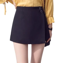 Весенне-летние женские несимметричные шорты для девушек, повседневные узкие юбки с широкими штанинами, шорты, шорты с высокой талией, S-2XL, Женская рабочая одежда