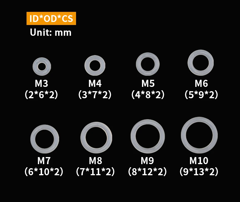 20 шт. M3 M4 M5 M6 M7 M8 M9 M10 Белый силиконовый черный NBR уплотнительное кольцо уплотнения винт шайба резиновая шайба уплотнительное кольцо ассортимент прокладок