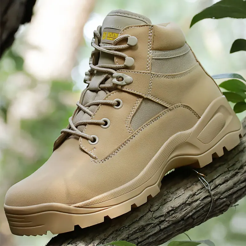 Военные тактические ботинки; Мужская Спортивная походная обувь; армейские тренировочные армейские ботинки; ботинки для прогулок, альпинизма; обувь для охоты на открытом воздухе; черная обувь - Цвет: Sand color