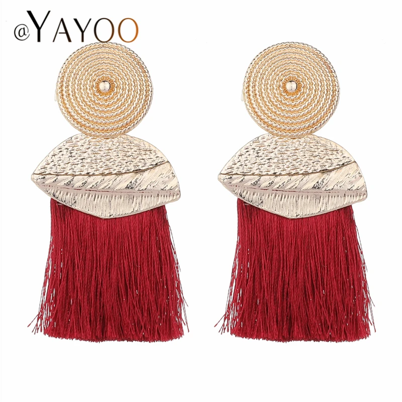 

Red Tassel Earrings Long Bohemian Fashion Drop Earrings For Women 2019 Statement Wedding Cheap Boho Big Fringe Earring