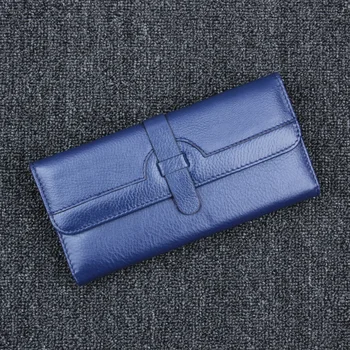 

2018 Women Wallet Cowhide Genuine Leather Three tri fold Purse Bag long Design famous Fashion card holder zipper Coin pocket