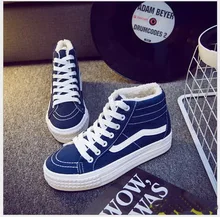 2016 winter lovers shoes high-top canvas shoes women students flat shoes casual shoes warms snow boots