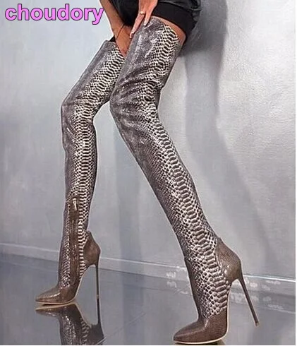 thigh high snakeskin boots