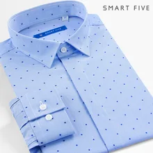 Smartfive деловые официальные сорочки с длинным рукавом из хлопка Добби мужские рубашки Slim Fit Повседневная рубашка camiseta hombre плюс размер