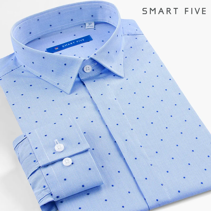 Мужская деловая рубашка Smartfive из хлопка с длинным рукавом приталенная